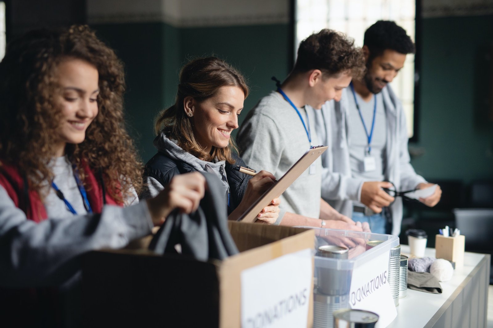 Volunteers working together